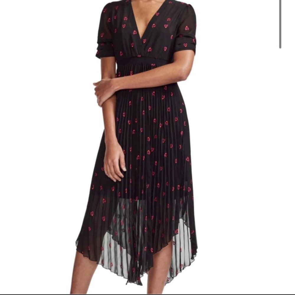 Pleated Midi Dress with Hearts